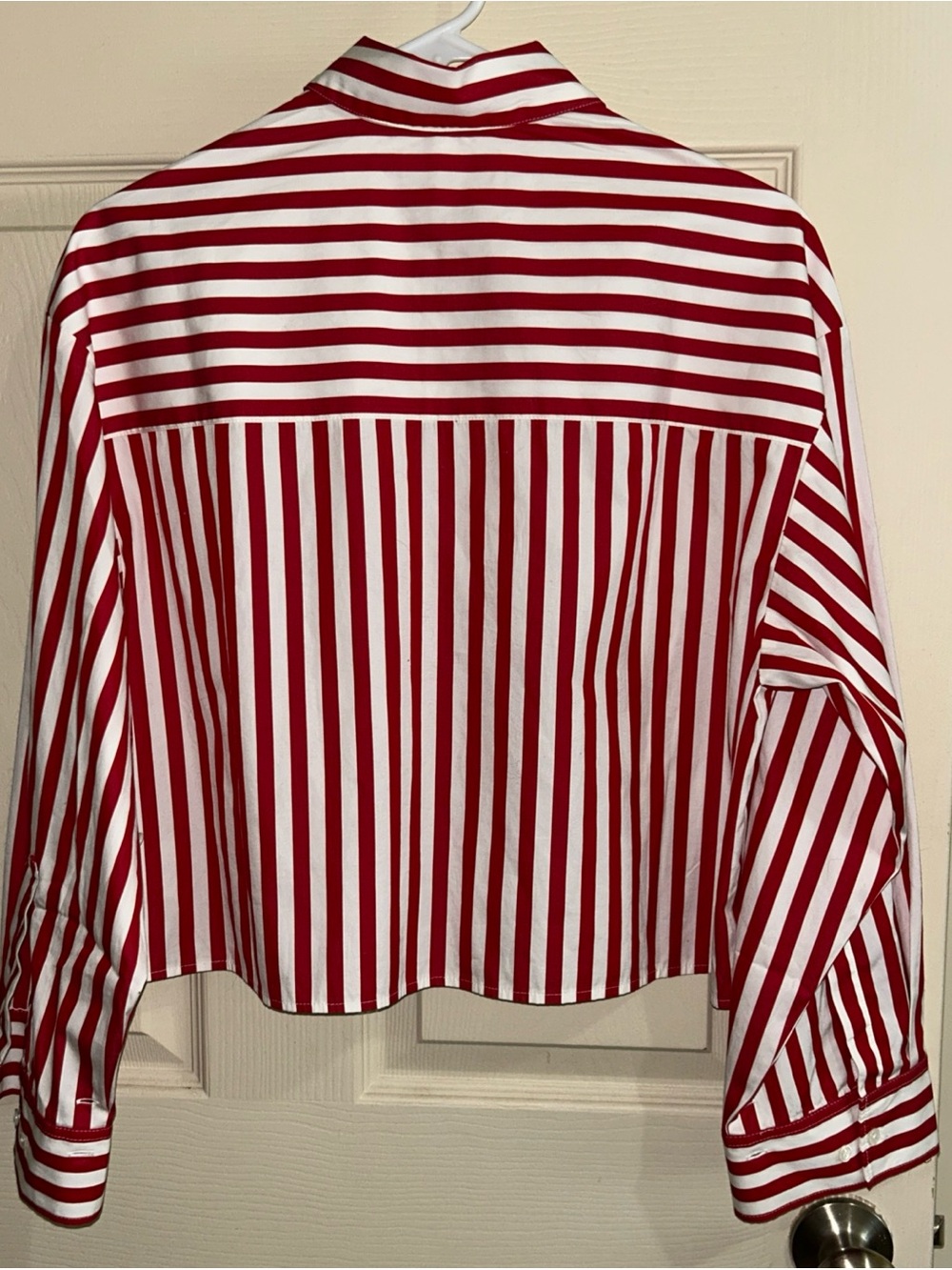 NWT Madewell Straight-Hem Shirt in Cotton Poplin Red Stripe XS - Picture 4 of 8